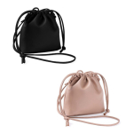 Beauty case in PU con chiusura a cordino e opzione borsa a mano color nero quarta vista