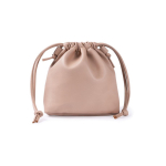 Beauty case in PU con chiusura a cordino e opzione borsa a mano color camel prima vista