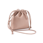 Beauty case in PU con chiusura a cordino e opzione borsa a mano color camel seconda vista