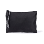 Pochette in nylon con cordino bicolore sulla zip 240 g/m2 color nero prima vista