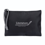 Pochette in nylon con cordino bicolore sulla zip 240 g/m2 color nero terza vista