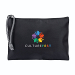 Pochette in nylon con cordino bicolore sulla zip 240 g/m2 color nero quarta vista