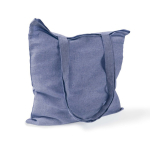 Tote bag in cotone e poliestere con manici lunghi 120 g/m2 color blu terza vista