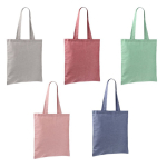 Tote bag in cotone e poliestere con manici lunghi 120 g/m2 color verde chiaro  terza vista