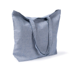 Borsa tote in cotone e poliestere con manici lunghi 220 g/m2 color blu terza vista