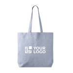 Borsa tote in cotone e poliestere con manici lunghi 220 g/m2 color blu vista area di stampa