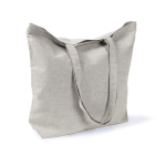Borsa tote in cotone e poliestere con manici lunghi 220 g/m2 color grigio terza vista