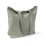 Borsa tote in cotone e poliestere con manici lunghi 220 g/m2 color verde scuro terza vista