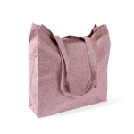 Tote bag ampia in cotone e poliestere con finitura mélange 240 g/m2 color bordò terza vista
