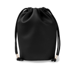 Beauty case a sacca in similpelle con chiusura a cordini color nero seconda vista