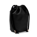 Beauty case a sacca in similpelle con chiusura a cordini color nero terza vista