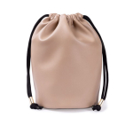 Beauty case a sacca in similpelle con chiusura a cordini color beige seconda vista