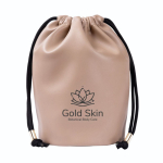 Beauty case a sacca in similpelle con chiusura a cordini color beige quinta vista