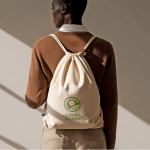 Zaino con cordini in cotone Fairtrade 140 g/m2 color naturale vista dettaglio 4