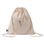 Zaino con cordini in cotone Fairtrade 140 g/m2 color naturale sesta vista