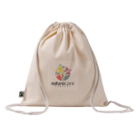 Zaino con cordini in cotone Fairtrade 140 g/m2 color naturale vista dettaglio