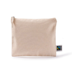 Pochette in cotone Fairtrade con zip coordinata 220 g/m2 color naturale prima vista