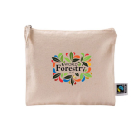 Pochette in cotone Fairtrade con zip coordinata 220 g/m2 color naturale vista dettaglio 4