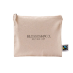 Pochette in cotone Fairtrade con zip coordinata 220 g/m2 color naturale vista dettaglio 5