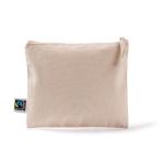 Pochette in cotone Fairtrade con zip coordinata 220 g/m2 color naturale terza vista
