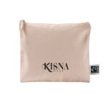 Pochette in cotone Fairtrade con zip coordinata 220 g/m2 color naturale quinta vista