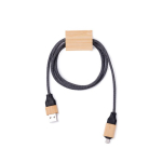 Cavo di ricarica da 1M con dettaglio in bambù da personalizzare color nero prima vista