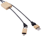 Cavo di ricarica da 1M con dettaglio in bambù da personalizzare color nero seconda vista