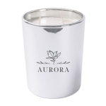 Candela profumata floreale a 3 stoppini in bicchiere di vetro lucido color argento quarta vista