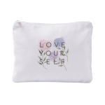 Pochette in poliestere con finitura effetto velluto 280 g/m2 color bianco sesta vista