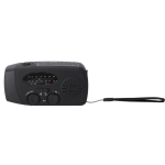 Radio portatile solare con torcia e power bank di emergenza color nero prima vista