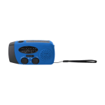 Radio portatile solare con torcia e power bank di emergenza color blu prima vista