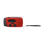Radio portatile solare con torcia e power bank di emergenza color rosso prima vista