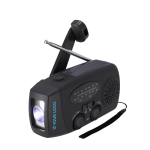 Radio portatile solare con torcia e power bank di emergenza vista area di stampa