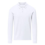 Polo unisex bianco a manica lunga in cotone MKT Charlot 220 g/m2 color bianco prima vista