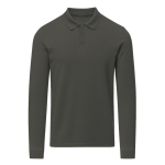 Polo unisex a maniche lunghe in cotone MKT Charlot 220 g/m2 color grigio scuro prima vista
