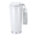 Bicchiere takeaway acciaio inox riciclato e cinghia di trasporto 500ml color bianco prima vista