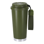 Bicchiere takeaway acciaio inox riciclato e cinghia di trasporto 500ml color verde prima vista
