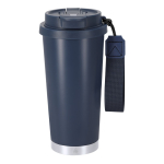 Bicchiere takeaway acciaio inox riciclato e cinghia di trasporto 500ml color blu mare prima vista
