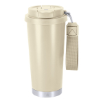 Bicchiere takeaway acciaio inox riciclato e cinghia di trasporto 500ml color naturale prima vista