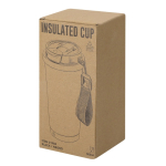 Bicchiere takeaway acciaio inox riciclato e cinghia di trasporto 500ml vista con scatola