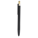 Penna touch in alluminio con pulsante in bambù e inchiostro blu color nero prima vista
