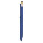 Penna touch in alluminio con pulsante in bambù e inchiostro blu color blu prima vista
