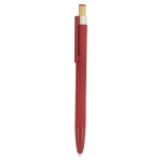 Penna touch in alluminio con pulsante in bambù e inchiostro blu color rosso prima vista