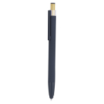 Penna touch in alluminio con pulsante in bambù e inchiostro blu color blu mare prima vista