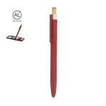 Penna touch in alluminio con pulsante in bambù e inchiostro blu