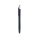 Penna touch in alluminio con pulsante in bambù e inchiostro blu vista area di stampa