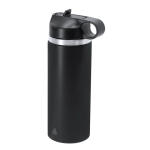 Borraccia termica con cannuccia da 500 ml in acciaio inox riciclato color nero quinta vista