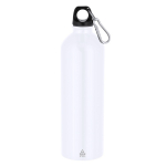 Borraccia in alluminio grande con moschettone nel tappo da 800 ml color bianco prima vista