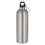 Borraccia in alluminio grande con moschettone nel tappo da 800 ml color argento prima vista