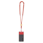 Lanyard con accessorio porta cellulare in RPET e dettaglio in bambù terza vista